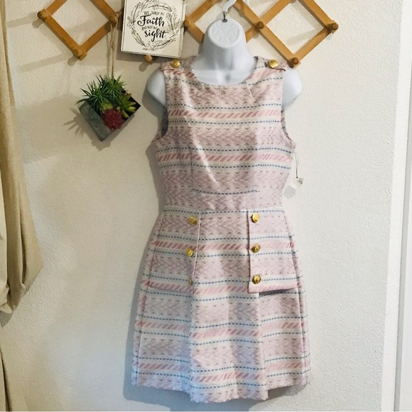 NWT Laundry by Shelli Segal Black Multicolored Tweed Dress Sz 4 - Picture 2 of 12